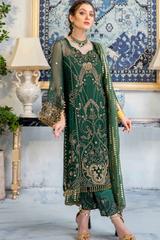Meeral Stitched 3 Piece Luxury Formals Pret Collection'2025-ML-04-BOTTLE GREEN - Meeral Luxe