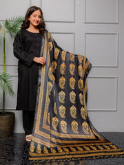Tng By Md Odhni Collection-Ajrak Batik Silk  (Golden Black)