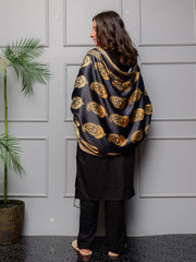 Tng By Md Odhni Collection-Ajrak Batik Silk  (Golden Black)