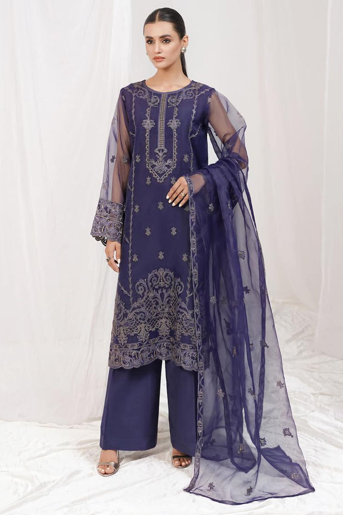 Mersin by Esra Stitched 2 Piece Festive Organza Collection'2022-ME-05-Purple