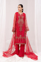 Mersin by Esra Stitched 2 Piece Festive Organza Collection'2022-ME-08-Red