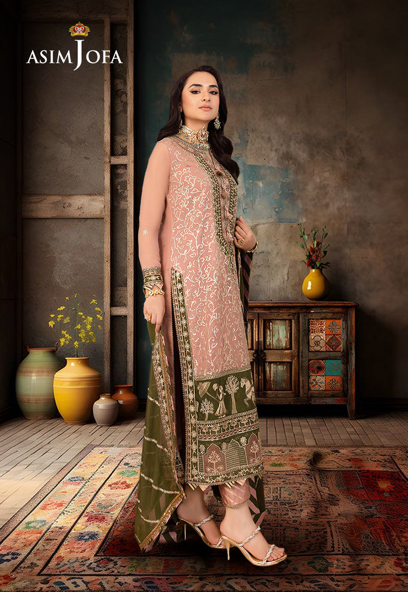 Asim Jofa Mahru, Noorie & Meerub Ajsm-40 Embroidered Chiffon 3 Pcs