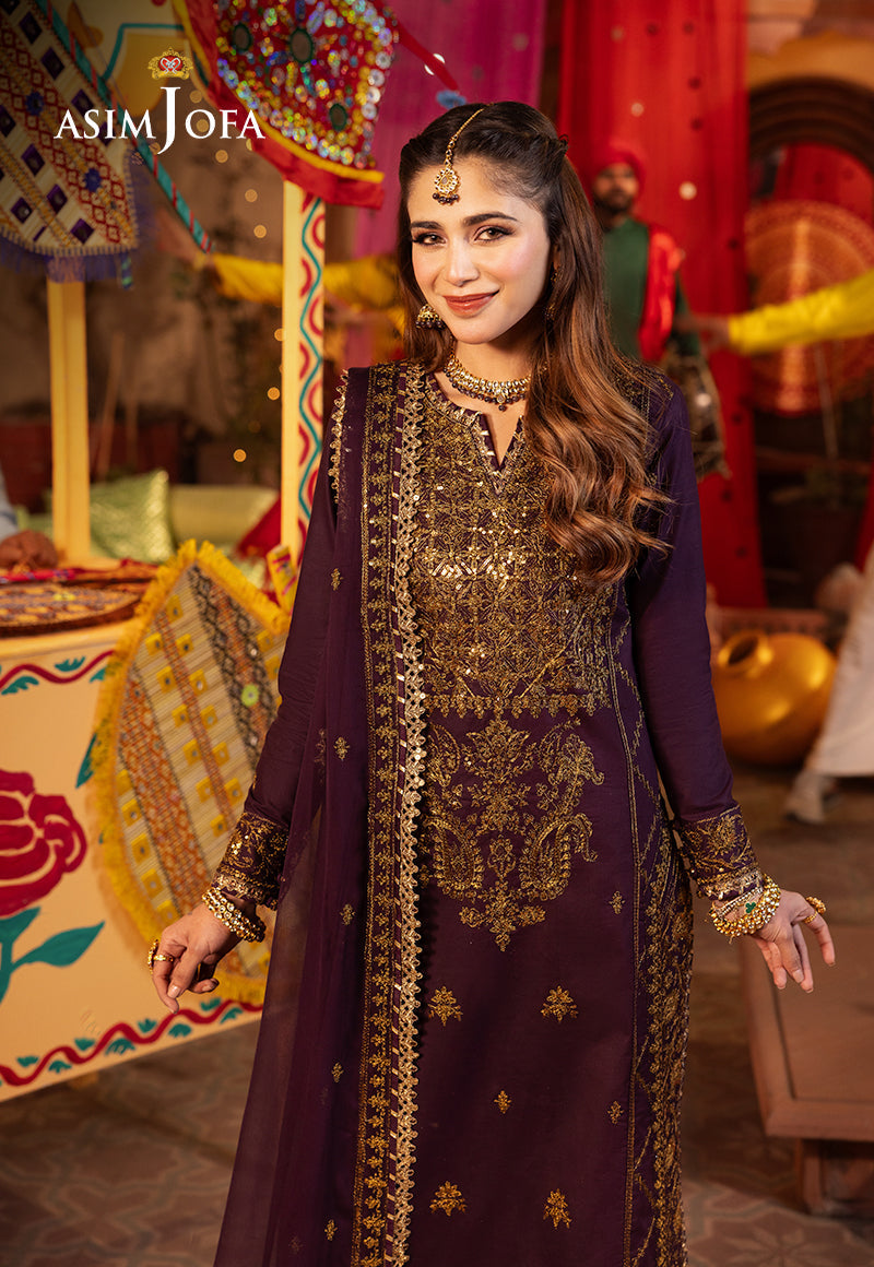 Asim Jofa Chamak Damak Pret Ajcdp-23 Embroidered Twisted Silk Stitched 3 Pcs