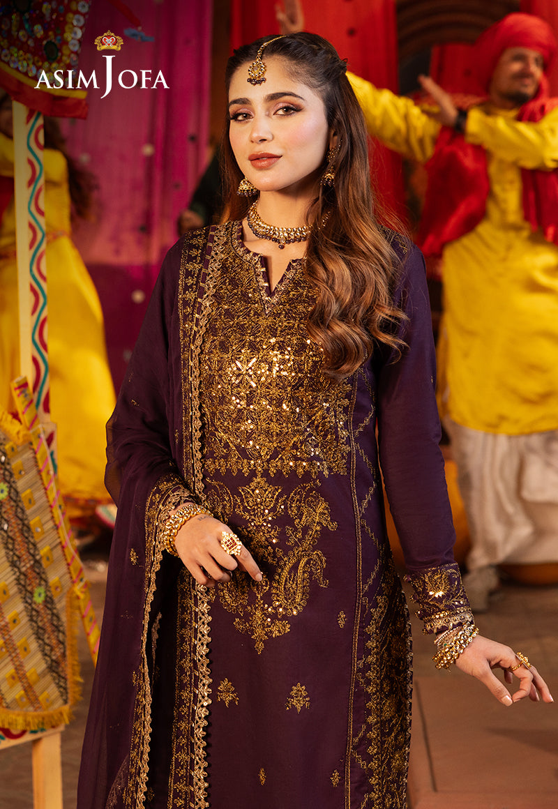 Asim Jofa Chamak Damak Pret Ajcdp-23 Embroidered Twisted Silk Stitched 3 Pcs