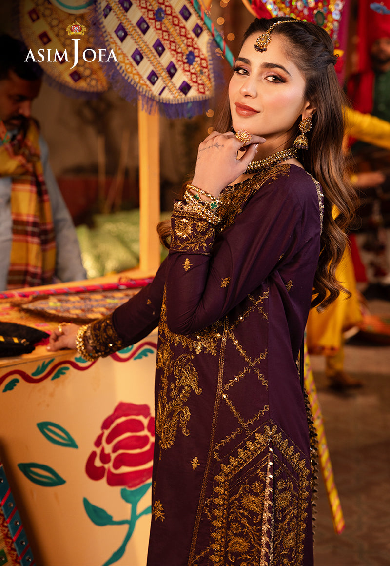 Asim Jofa Chamak Damak Pret Ajcdp-23 Embroidered Twisted Silk Stitched 3 Pcs
