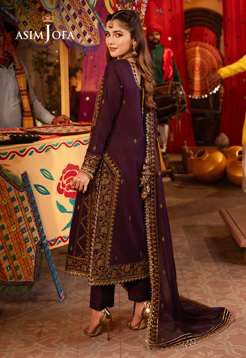 Asim Jofa Chamak Damak Pret Ajcdp-23 Embroidered Twisted Silk Stitched 3 Pcs