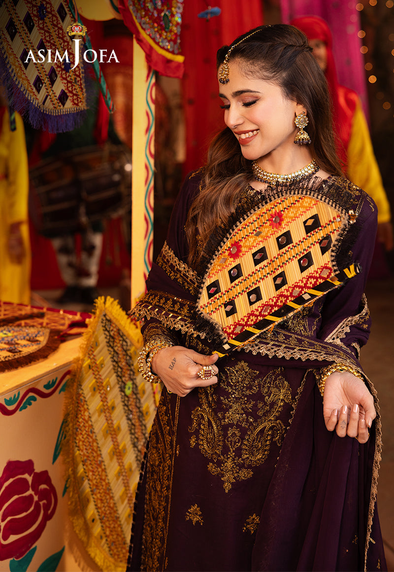 Asim Jofa Chamak Damak Pret Ajcdp-23 Embroidered Twisted Silk Stitched 3 Pcs