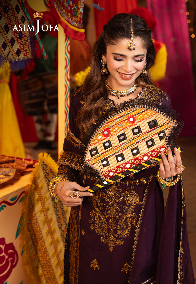 Asim Jofa Chamak Damak Pret Ajcdp-23 Embroidered Twisted Silk Stitched 3 Pcs