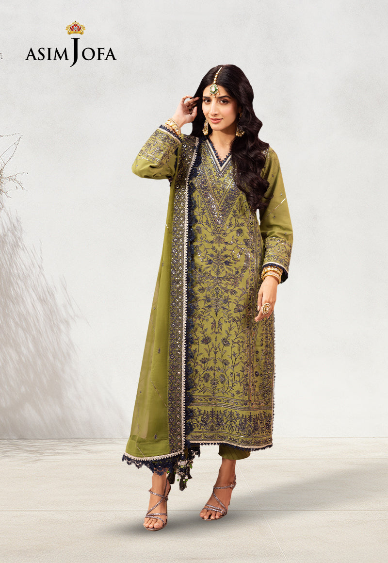 Asim Jofa Chamak Damak Ajcd-10 Embroidered Twisted Silk 3 Pcs