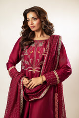 Lux Edit By Zaaviay Stitched Magenta Fling (Three Piece)