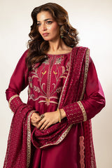 Lux Edit By Zaaviay Stitched Magenta Fling (Three Piece)