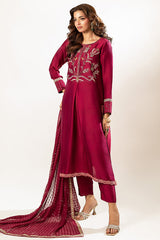 Lux Edit By Zaaviay Stitched Magenta Fling (Three Piece)