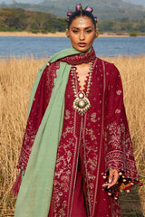Hussain Rehar Unstitched 3 Piece Luxury Lawn Collection'2025-Mahogany