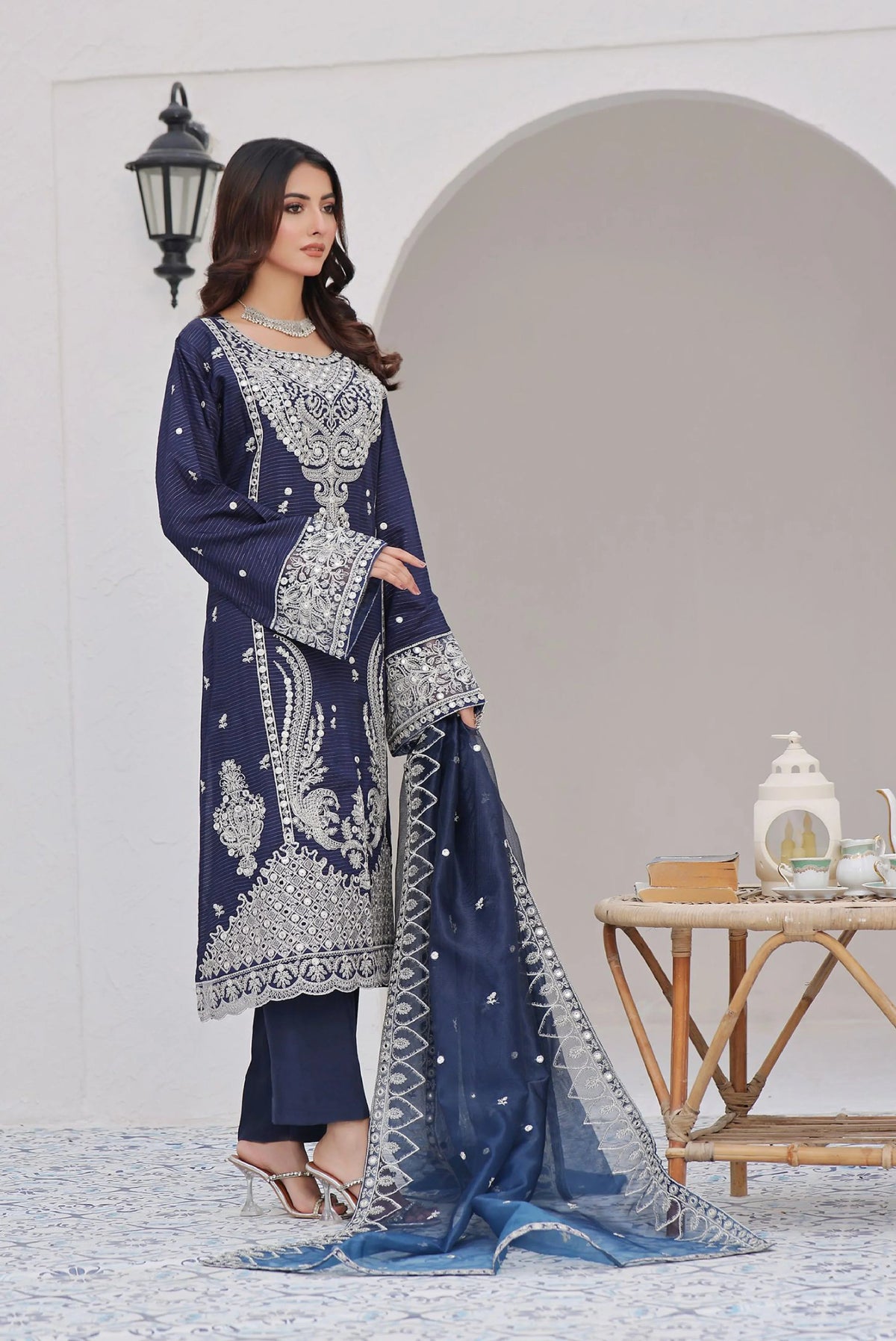 Dressline Semi Stitched 3 Pcs Emb Viscose Zari Collection