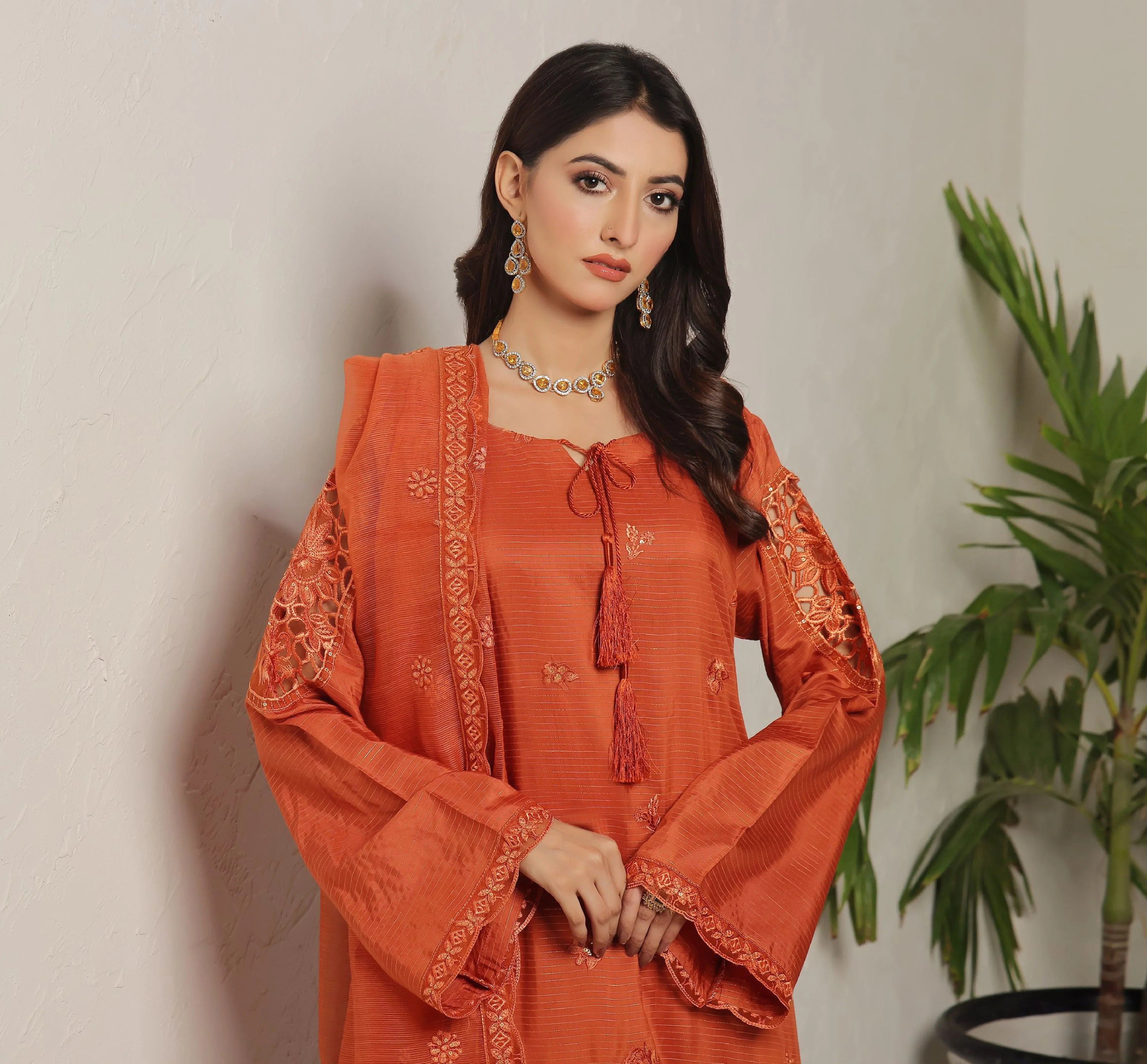 Dressline Semi Stitched 3 Pcs Emb Viscose Zari Collection