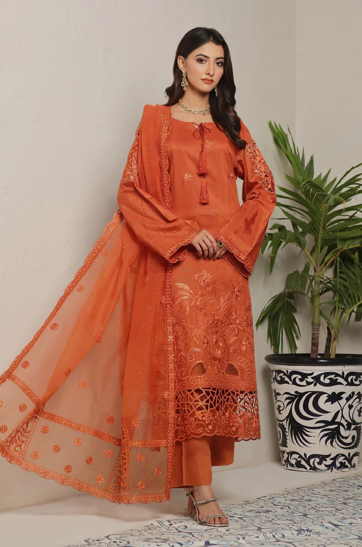 Dressline Semi Stitched 3 Pcs Emb Viscose Zari Collection