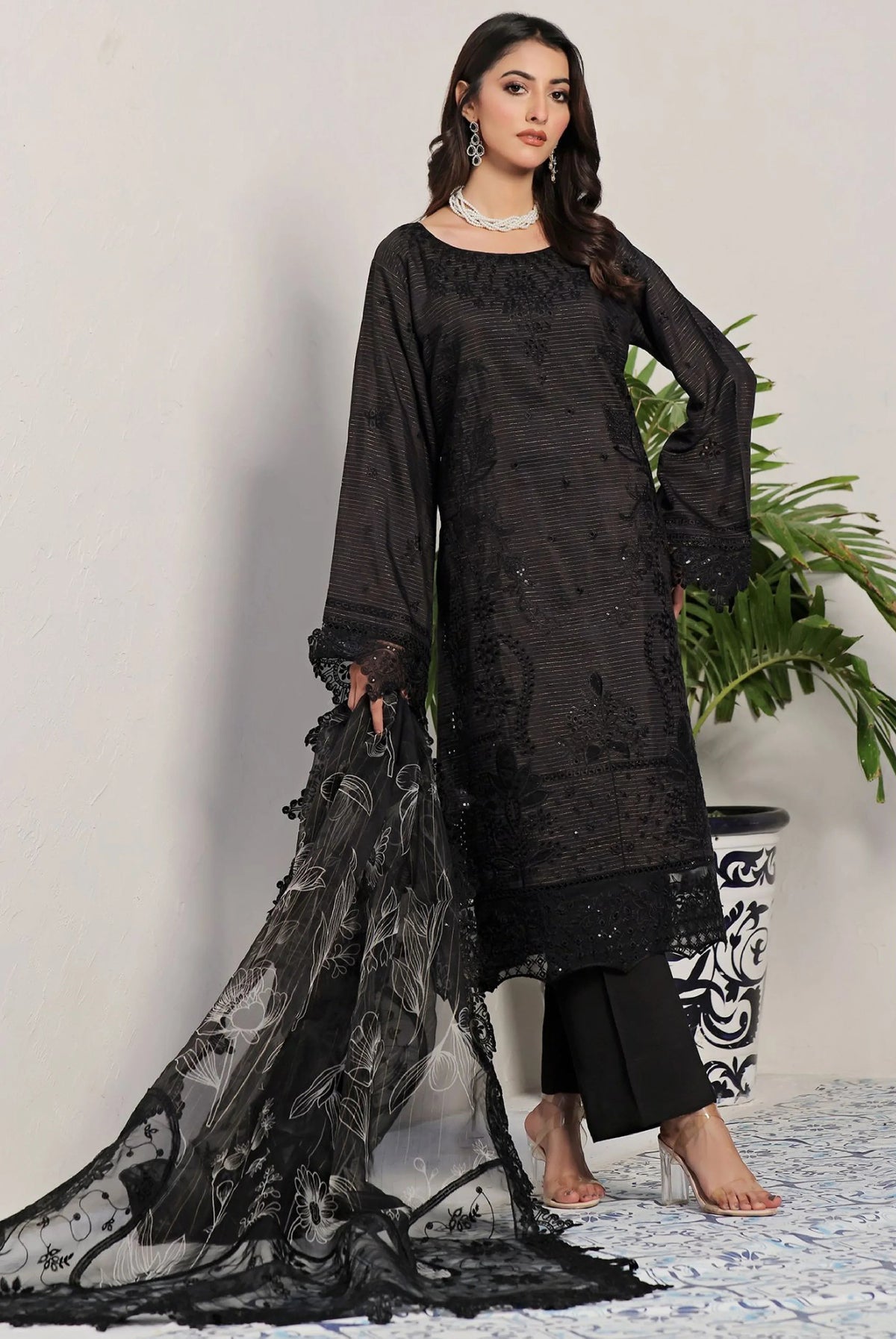 Dressline Semi Stitched 3 Pcs Emb Viscose Zari Collection