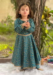Modest Stitched 3 Piece Luxury Festive Kids Collection'2025-Blue Ice