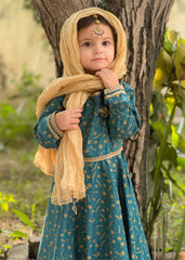 Modest Stitched 3 Piece Luxury Festive Kids Collection'2025-Blue Ice