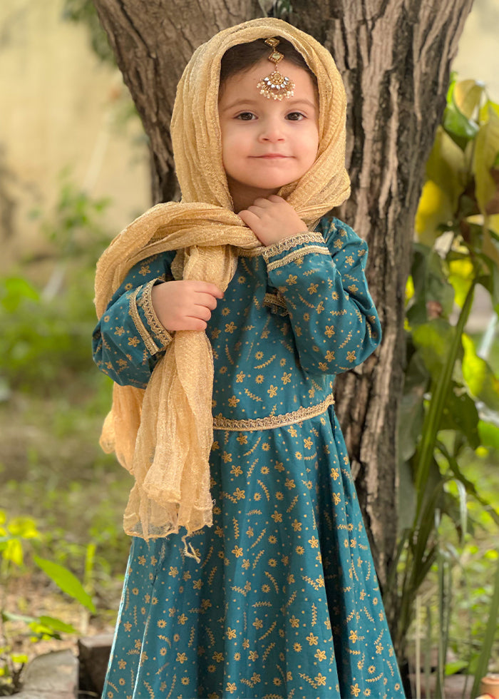 Modest Stitched 3 Piece Luxury Festive Kids Collection'2025-Blue Ice