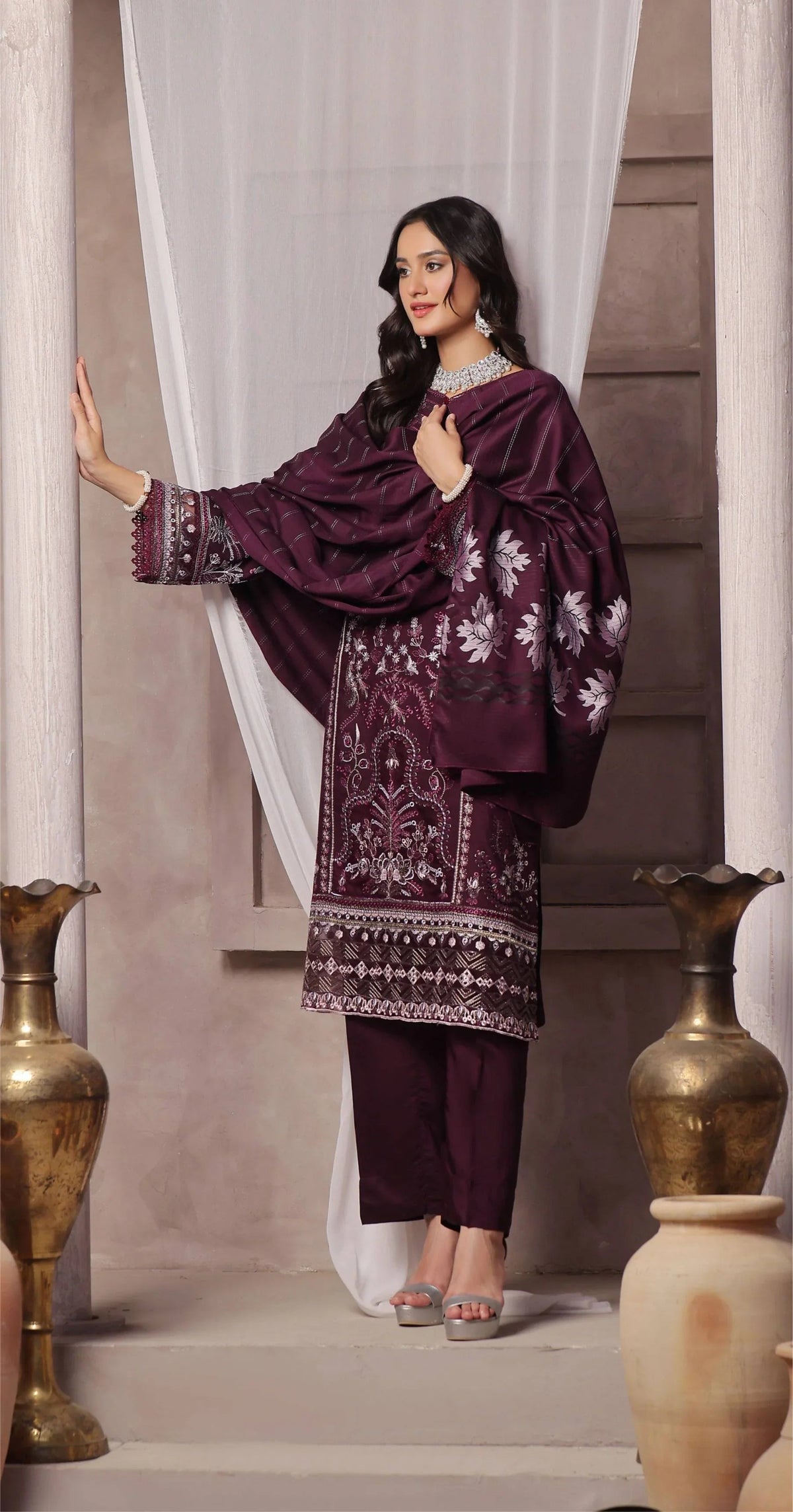 Dressline Semi Stitched 3 Pcs Emb Viscose Zari Collection