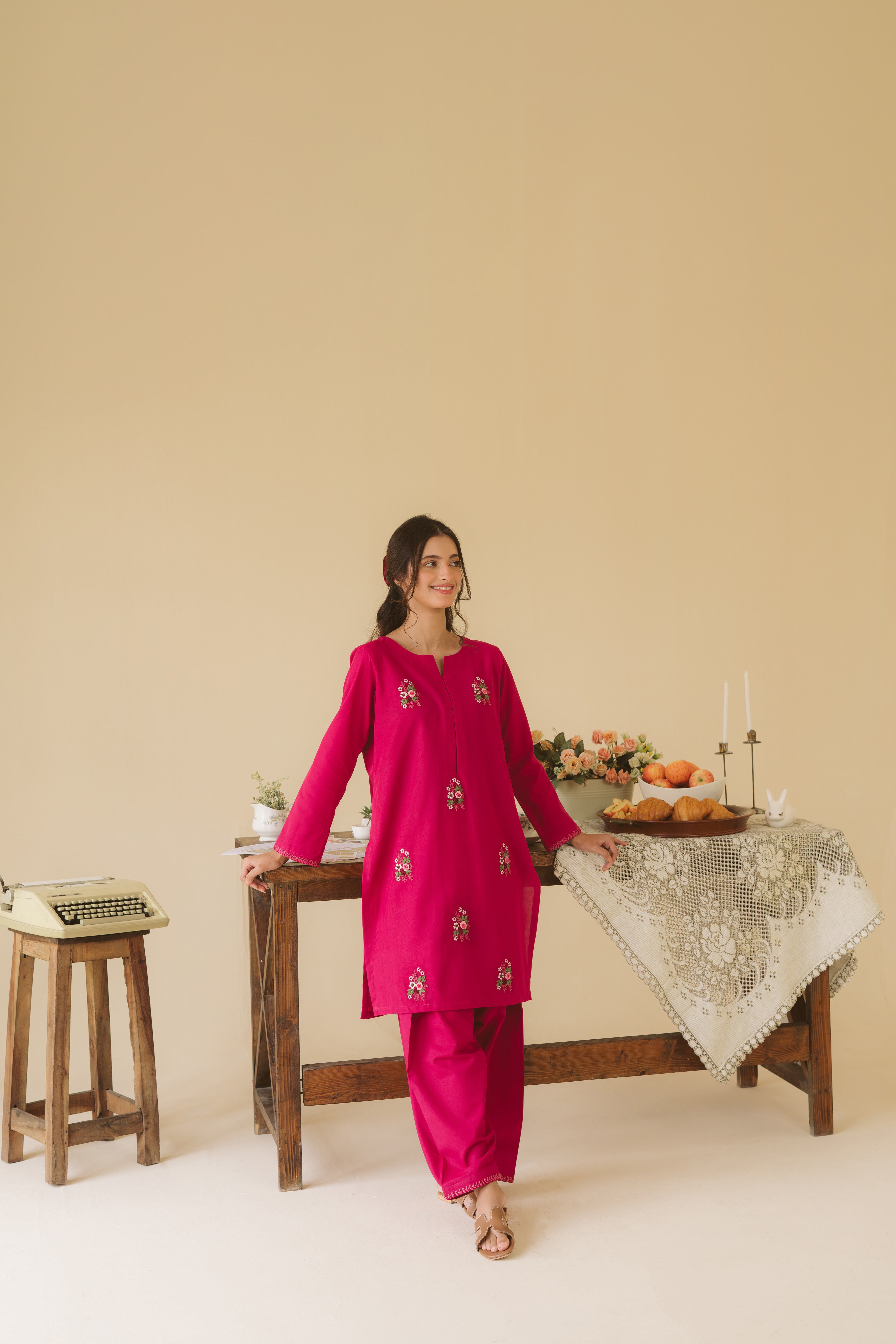 Dear October By Pashma Khan Stitched Co Ords Collection'2025-Pink Sorbet