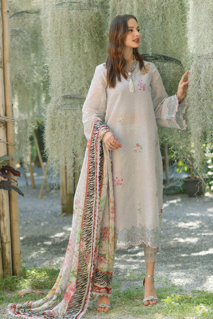 Noor By Saadia Asad Unstitched 3 Piece Eid Luxe Printedkari Collection-10-A