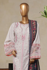Bin Saeed Stitched 3 Piece Luxury Plain Cotton With Printed Back Vol-02 Collection'2025-NSM-2226-White
