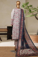 Bin Saeed Stitched 3 Piece Luxury Plain Cotton With Printed Back Vol-02 Collection'2025-NSM-2226-White