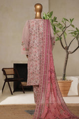 Bin Saeed Stitched 3 Piece Luxury Plain Cotton With Printed Back Vol-02 Collection'2025-NSM-2236-Tea-Pink