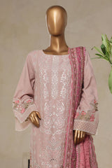 Bin Saeed Stitched 3 Piece Luxury Plain Cotton With Printed Back Vol-02 Collection'2025-NSM-2236-Tea-Pink