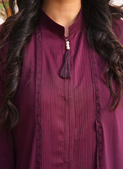 Hijab Ul Hareem Chiffon Front Open Abaya Rouge 0122-RC-713