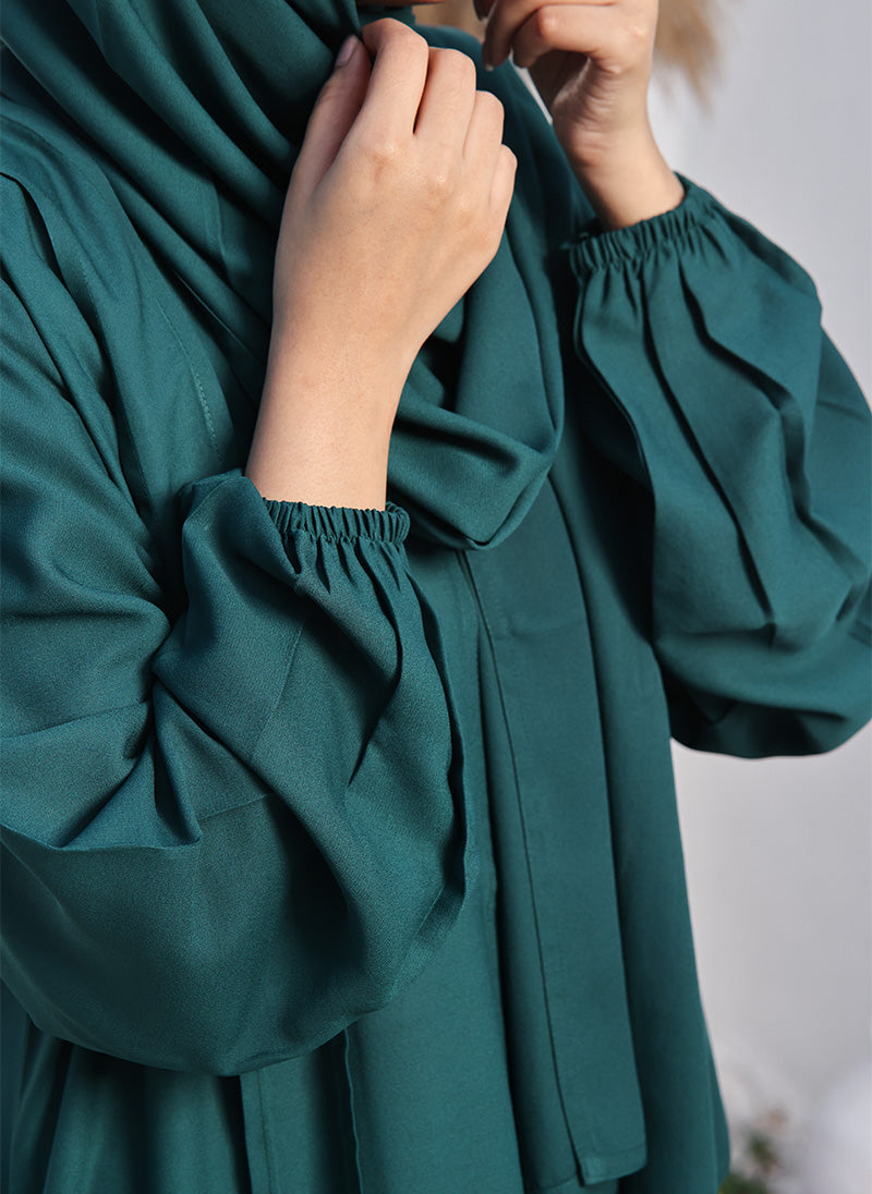 Hijab Ul Hareem Double Georgette Front Open Abaya Emerald 0116-R-704