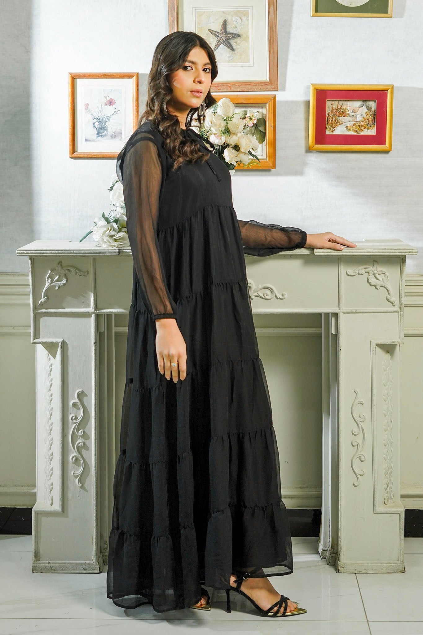MeBae Stitched Frock Collection-Noir Tiered Frock
