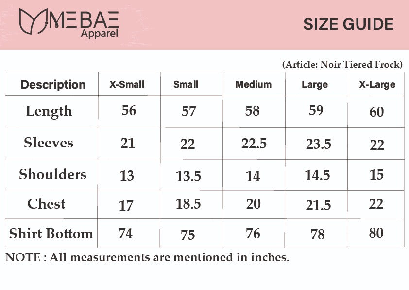 MeBae Stitched Frock Collection-Noir Tiered Frock
