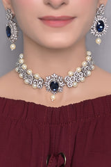 Choker Set Edition 01-OLJ-641-Silver And Blue