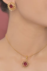 Vintage Locket Set OLJ-735-Golden And Maroon