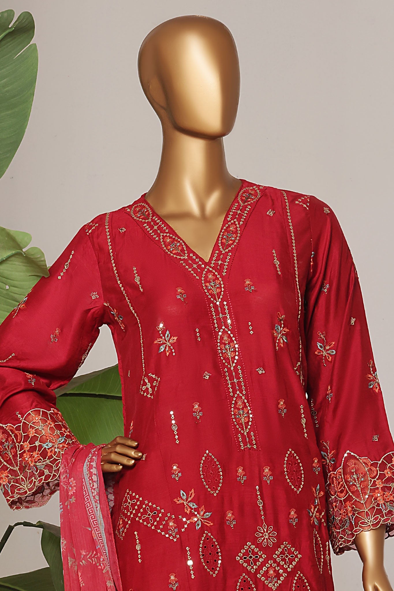 Bin Saeed Stitched 3 Piece Luxury Collection'2025-OWCS-2306-Red