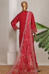 Bin Saeed Stitched 3 Piece Luxury Collection'2025-OWCS-2306-Red