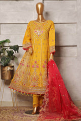 Bin Saeed Stitched 3 Piece Festive Formals Emb Organza Collection'2024-OWS-347-Yellow