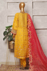 Bin Saeed Stitched 3 Piece Festive Formals Emb Organza Collection'2024-OWS-347-Yellow