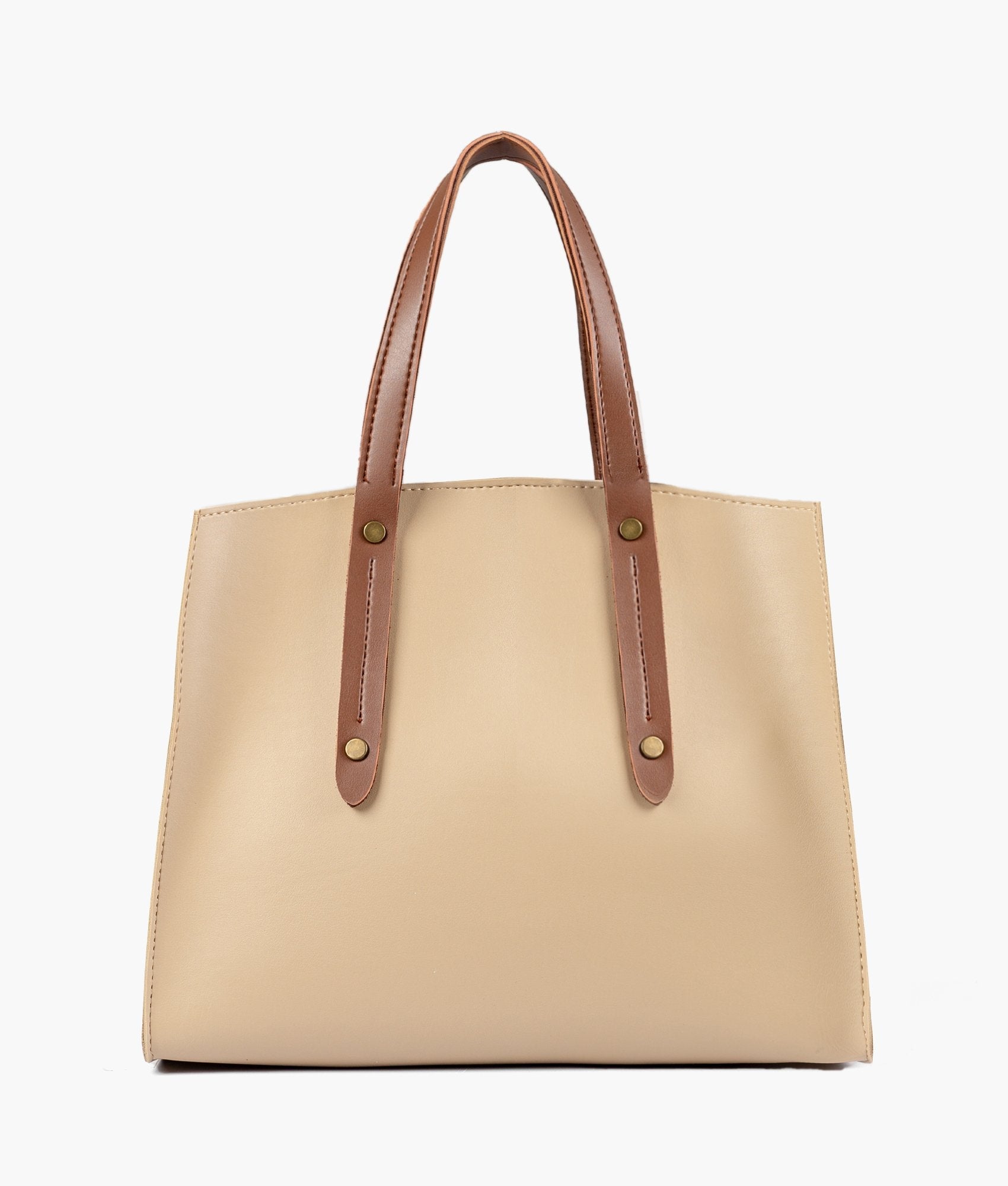 RTW Creation - Off-white with brown multi compartment satchel bag