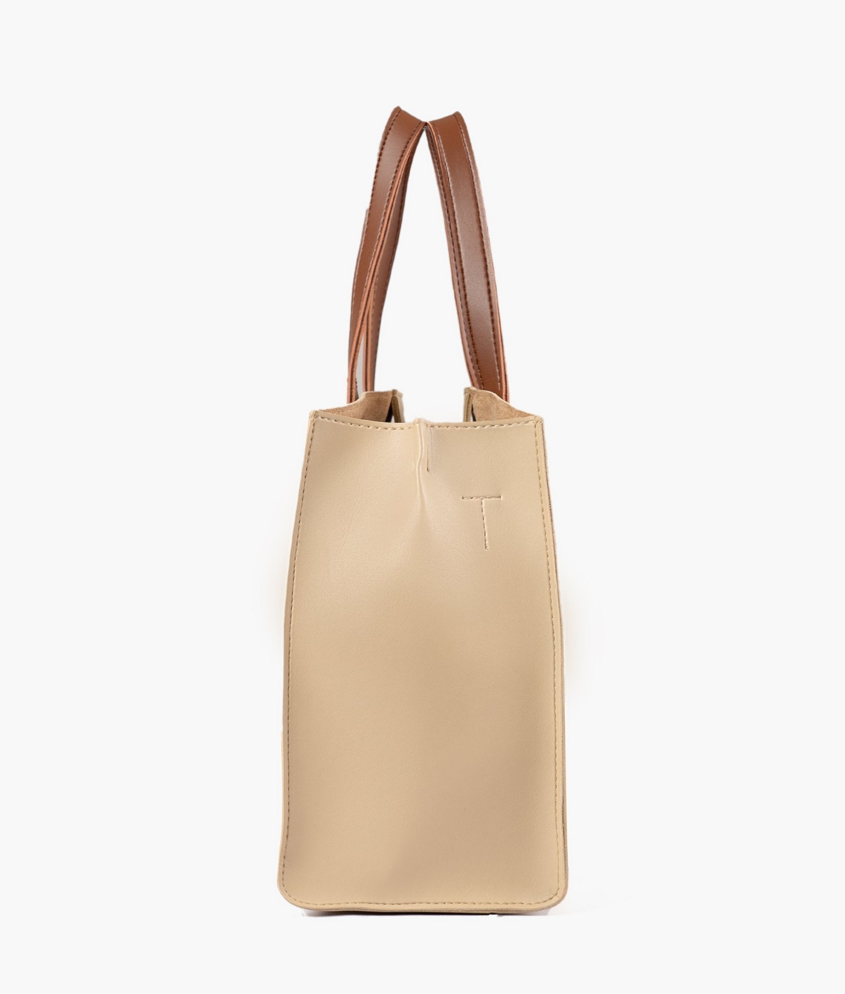 RTW Creation - Off-white with brown multi compartment satchel bag