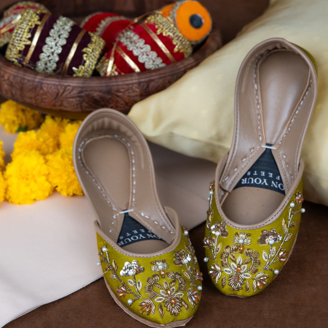On Your Feets Casual Khussa-Olive Bloom