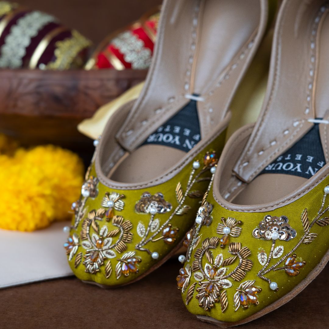 On Your Feets Casual Khussa-Olive Bloom