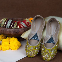 On Your Feets Casual Khussa-Olive Bloom