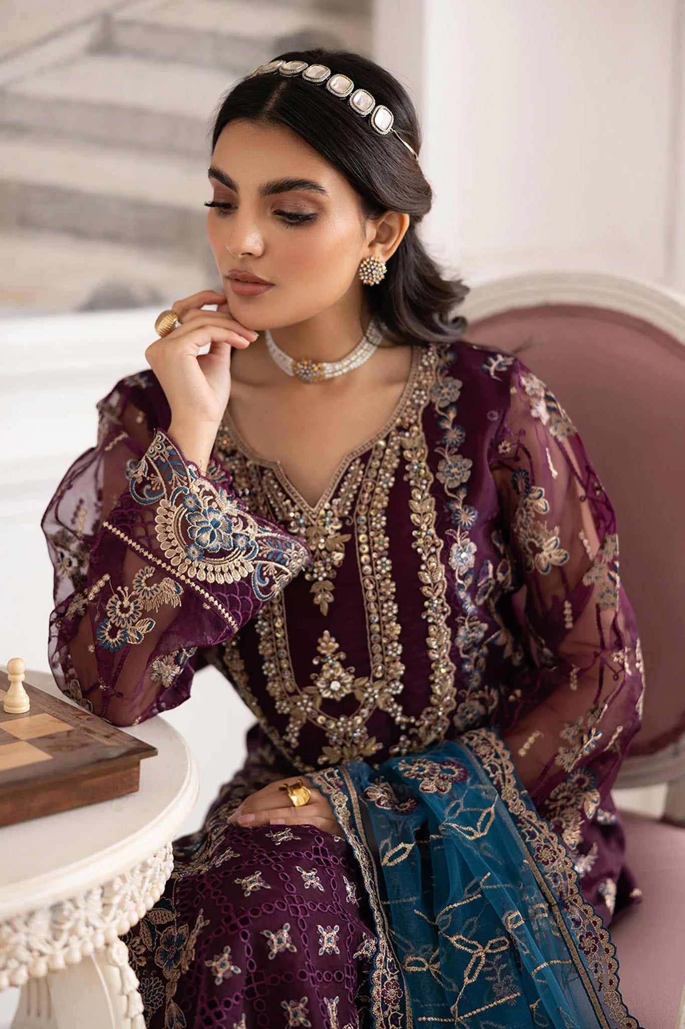 Dastoor by Ramsha Unstitched 3 Piece  Organza Vol-02 Collection'2025-P-210