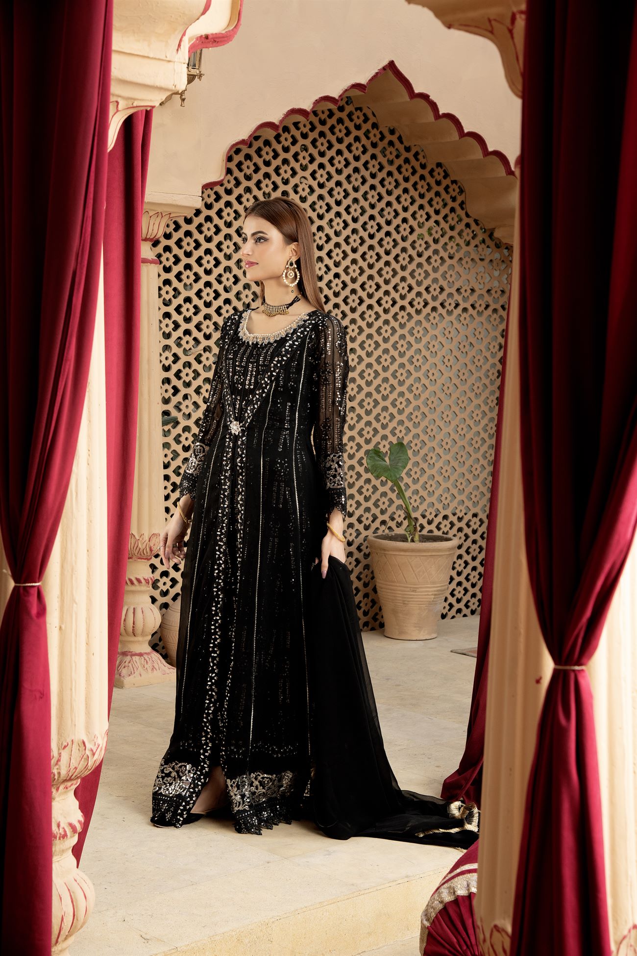 Manahils Stitched Formals Kurti-B-005-Black