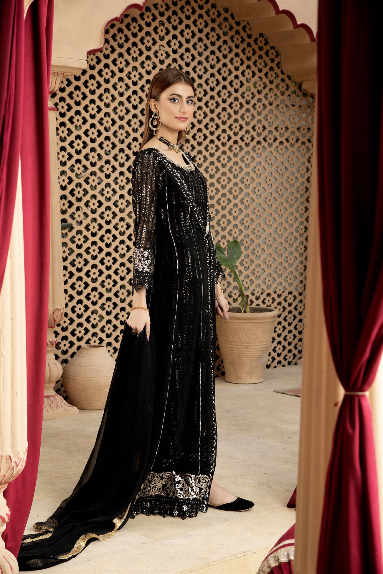 Manahils Stitched Formals Kurti-B-005-Black