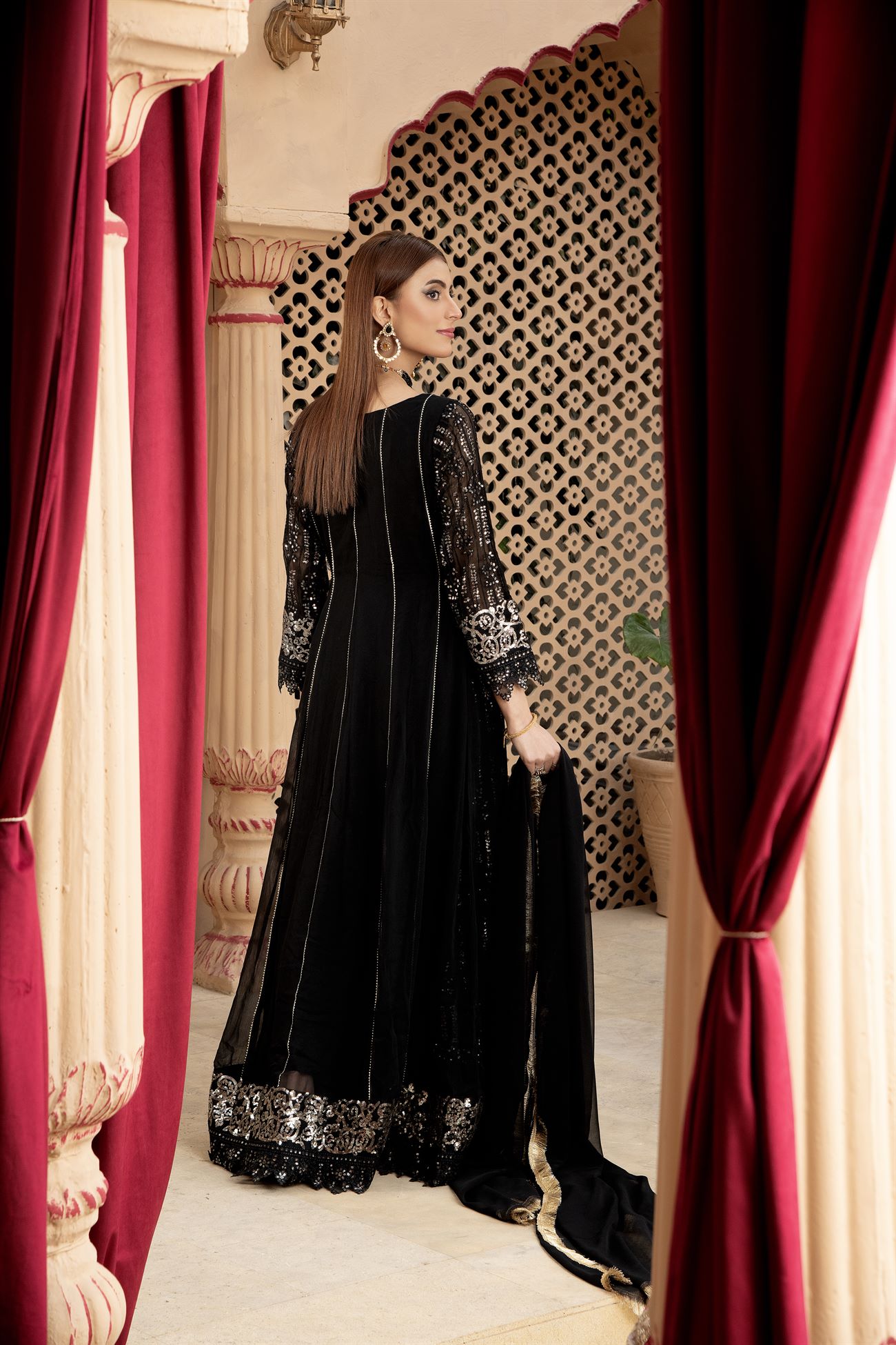 Manahils Stitched Formals Kurti-B-005-Black